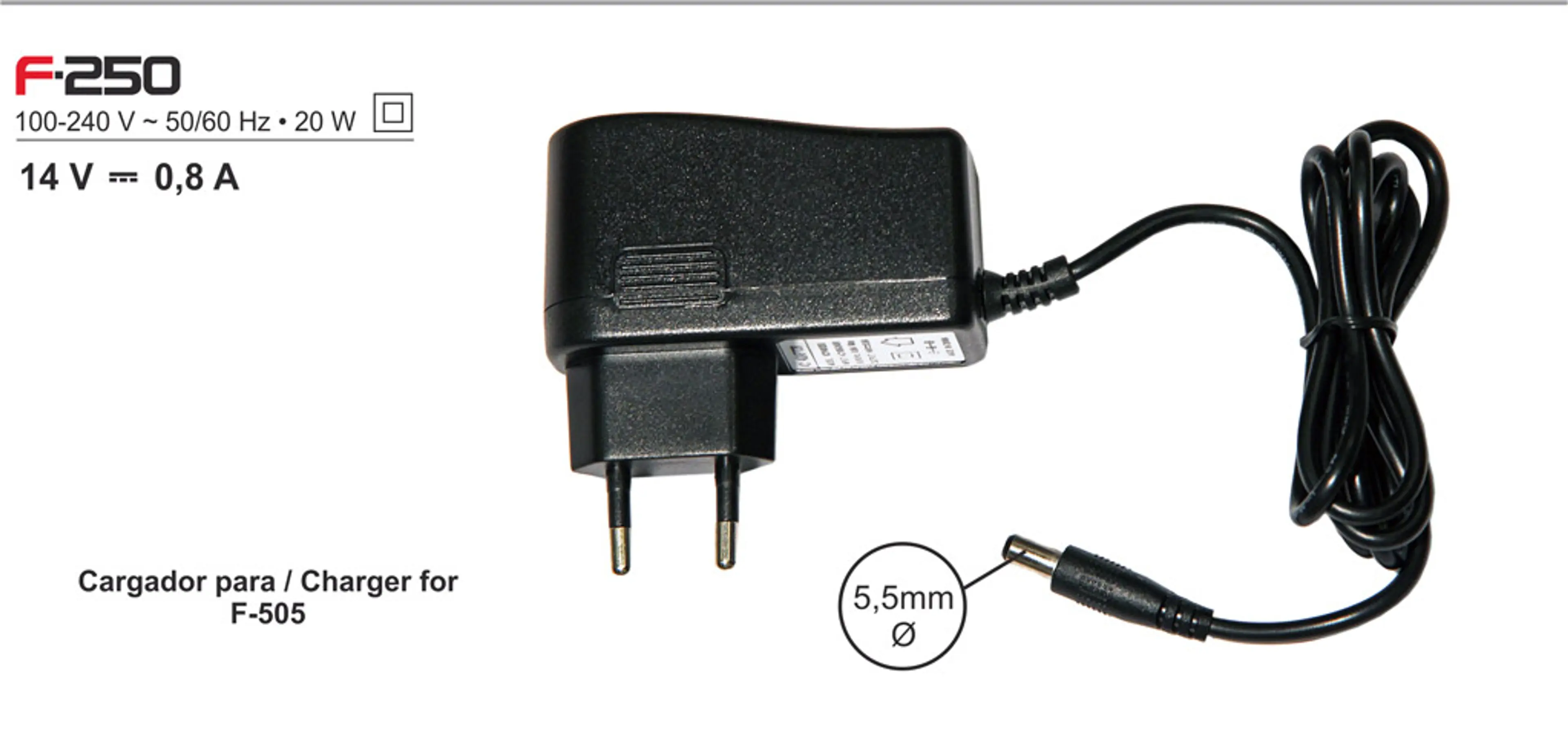 CARGADOR PARA F-505, CONECTOR DE 5,