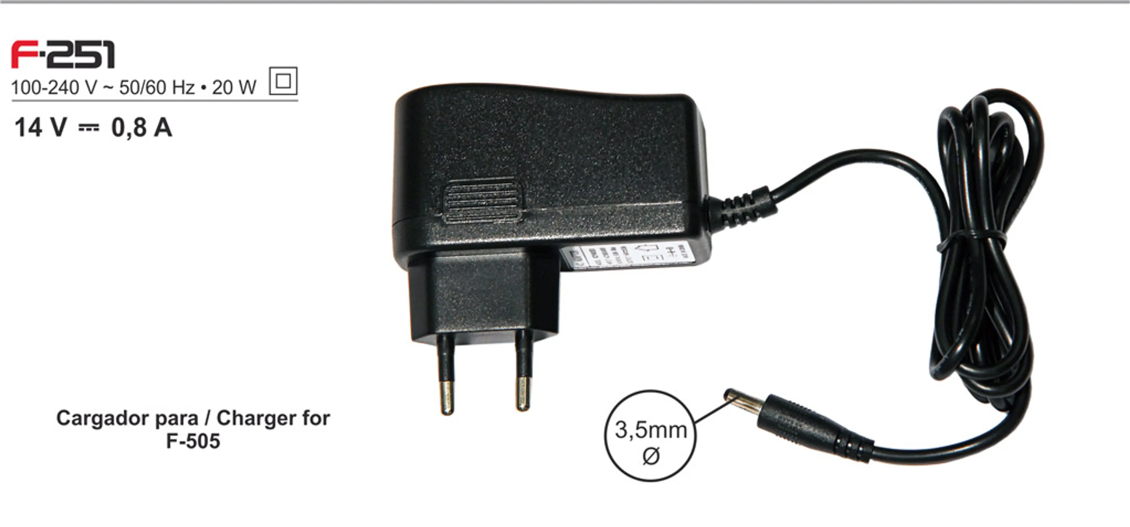 CARGADOR PARA F-505, CONECTOR DE 3,