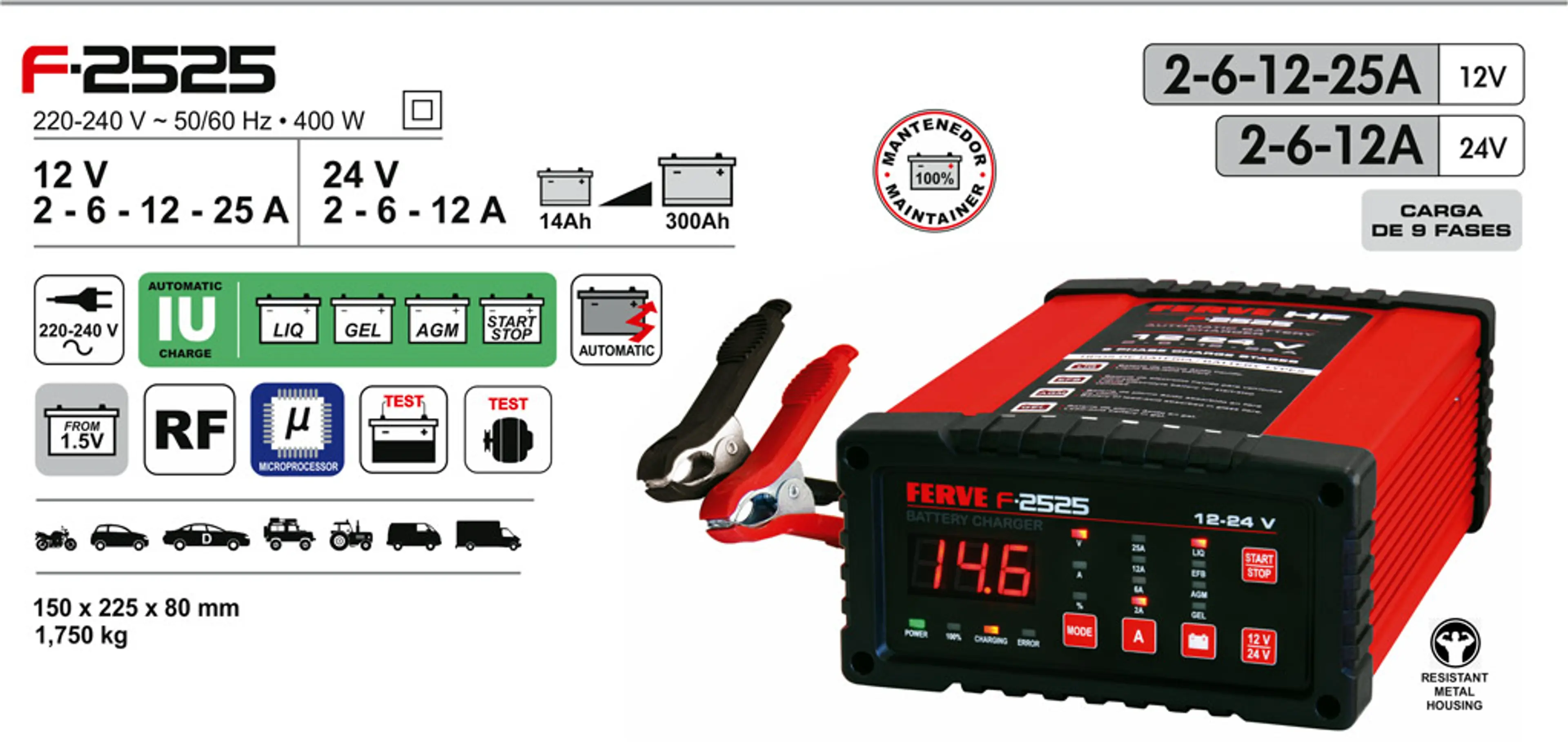 CARG.BATERIA 12-24V 2-6-12-25A