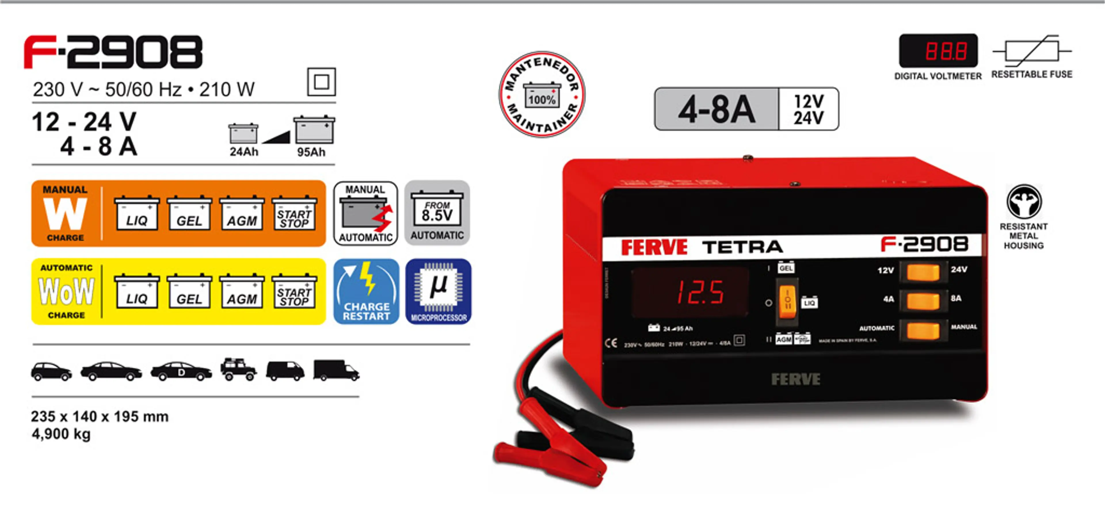 CARGADOR TETRA 12/24V 8A