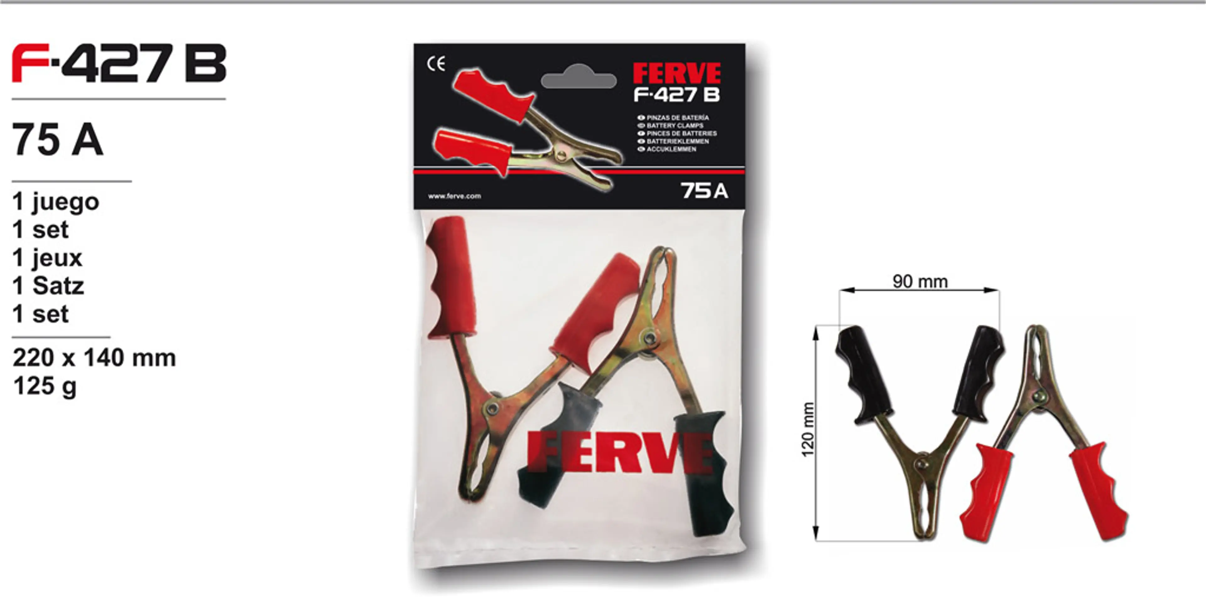 PINZA DE 75 A (BOLSA 1 JUEGO)