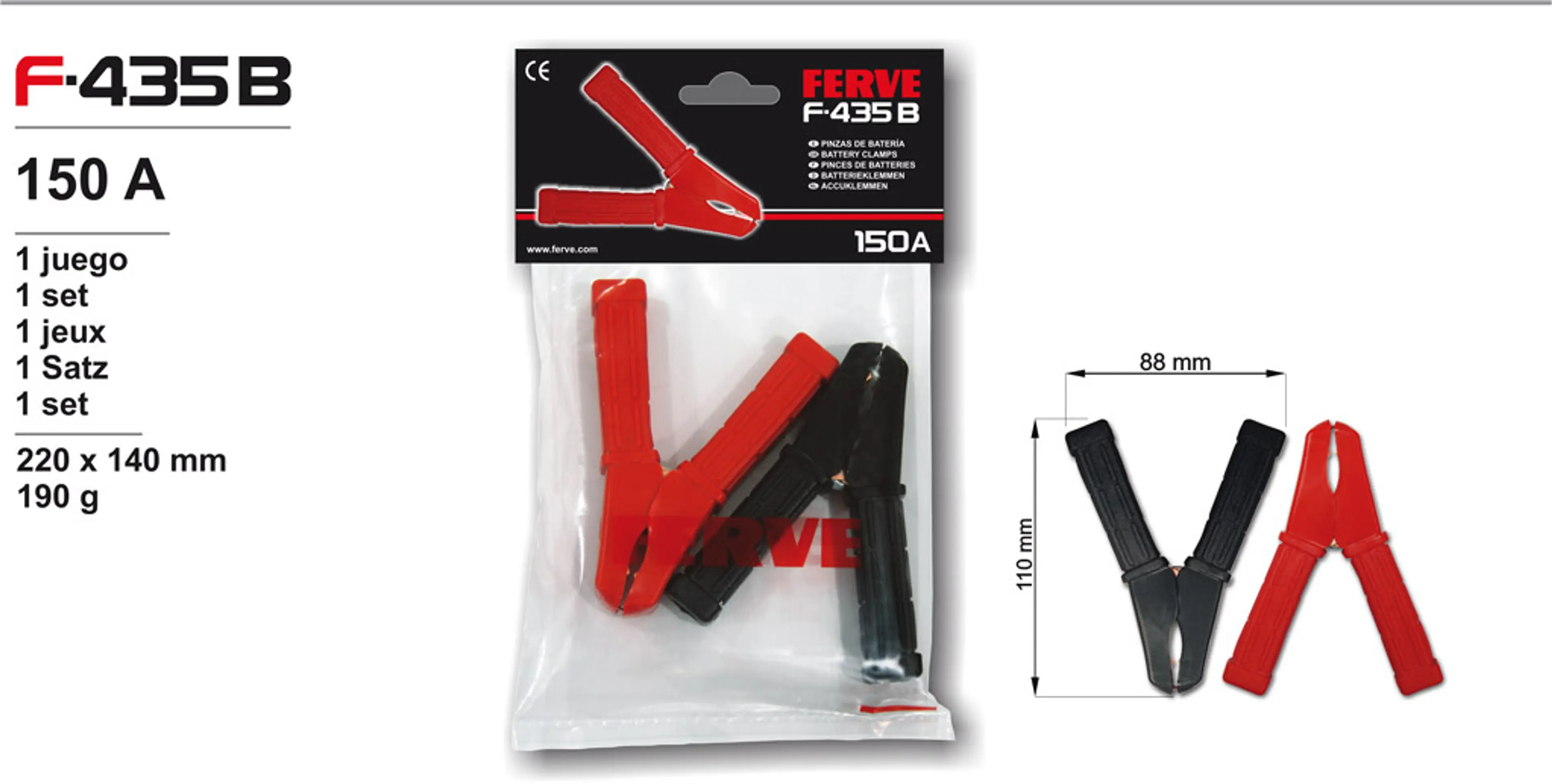 PINZA DE 150 A (BOLSA 1 JUEGO)