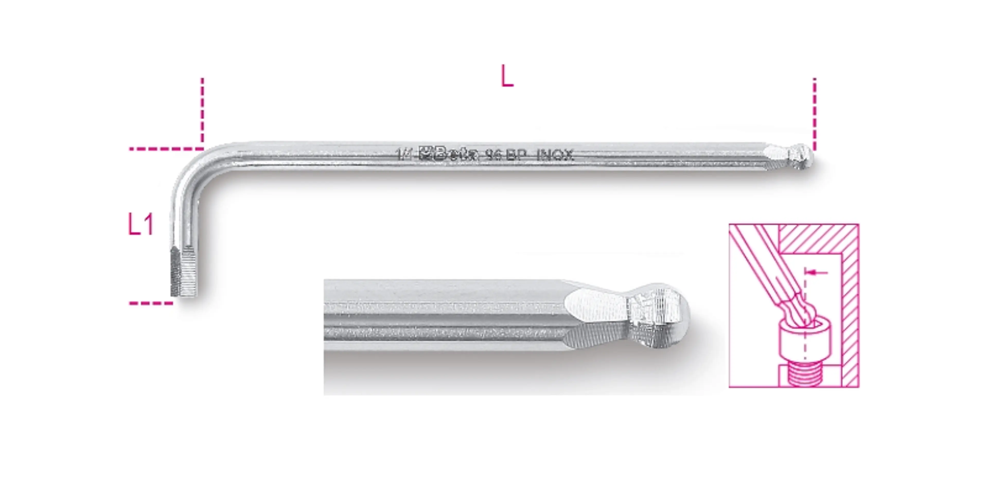 96BPINOX-AS 3/16-LLAVES CABEZA ESFÉ