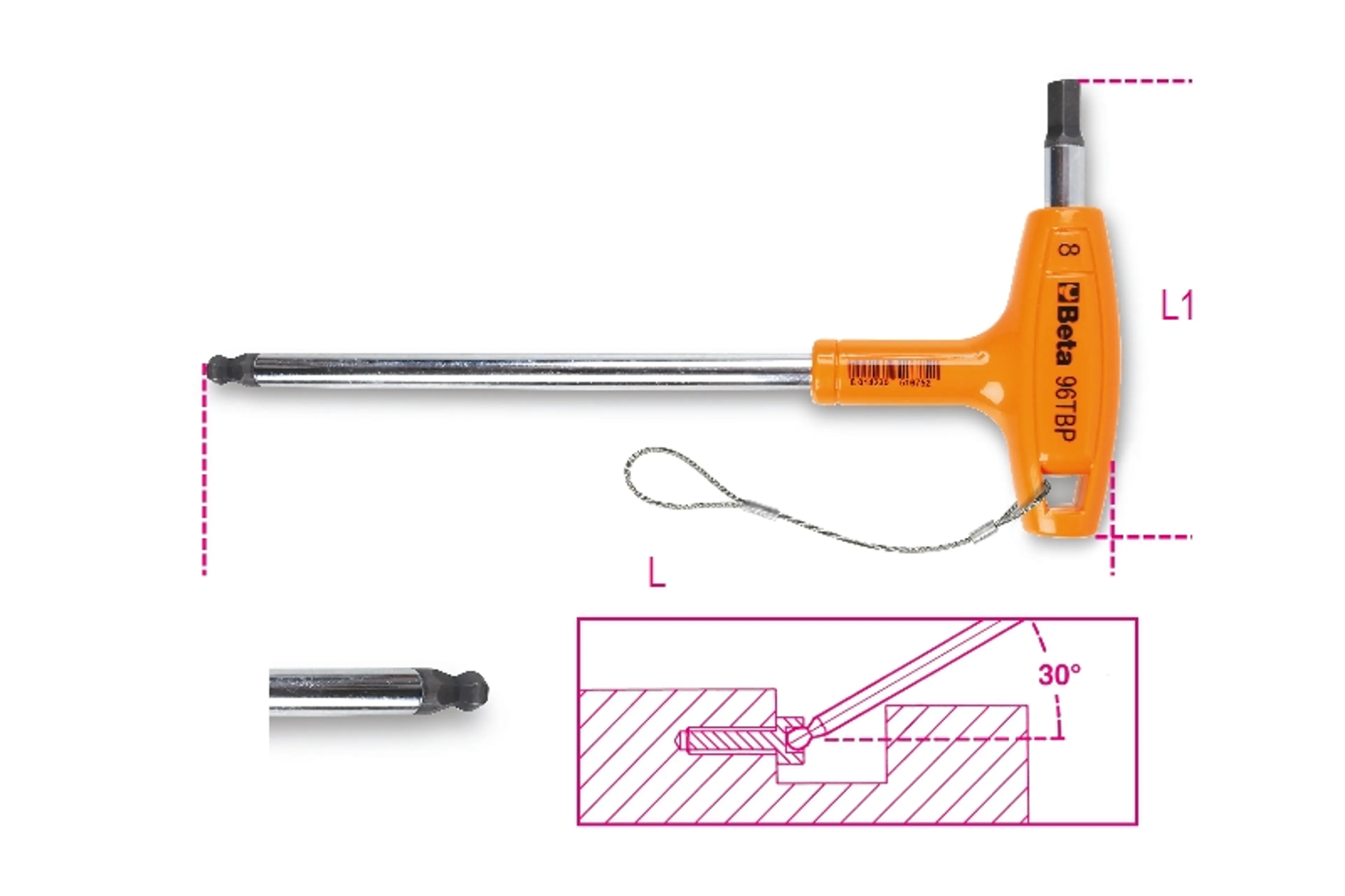 96TBP-HS 2,5-LLAVES MACHO HEX ACOD.