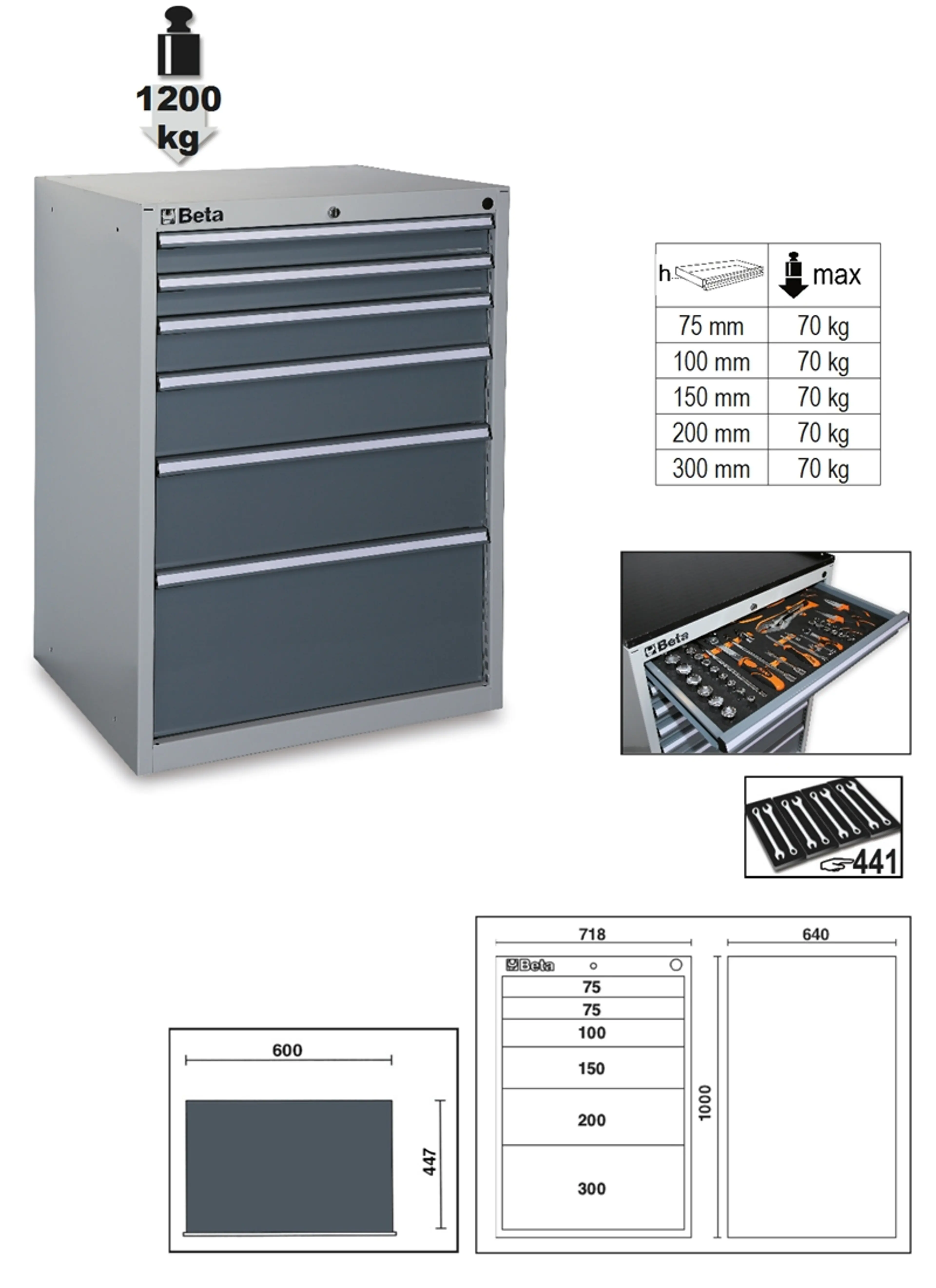 C35/6GM-CAJONERA FIJA CON 6 CAJONES