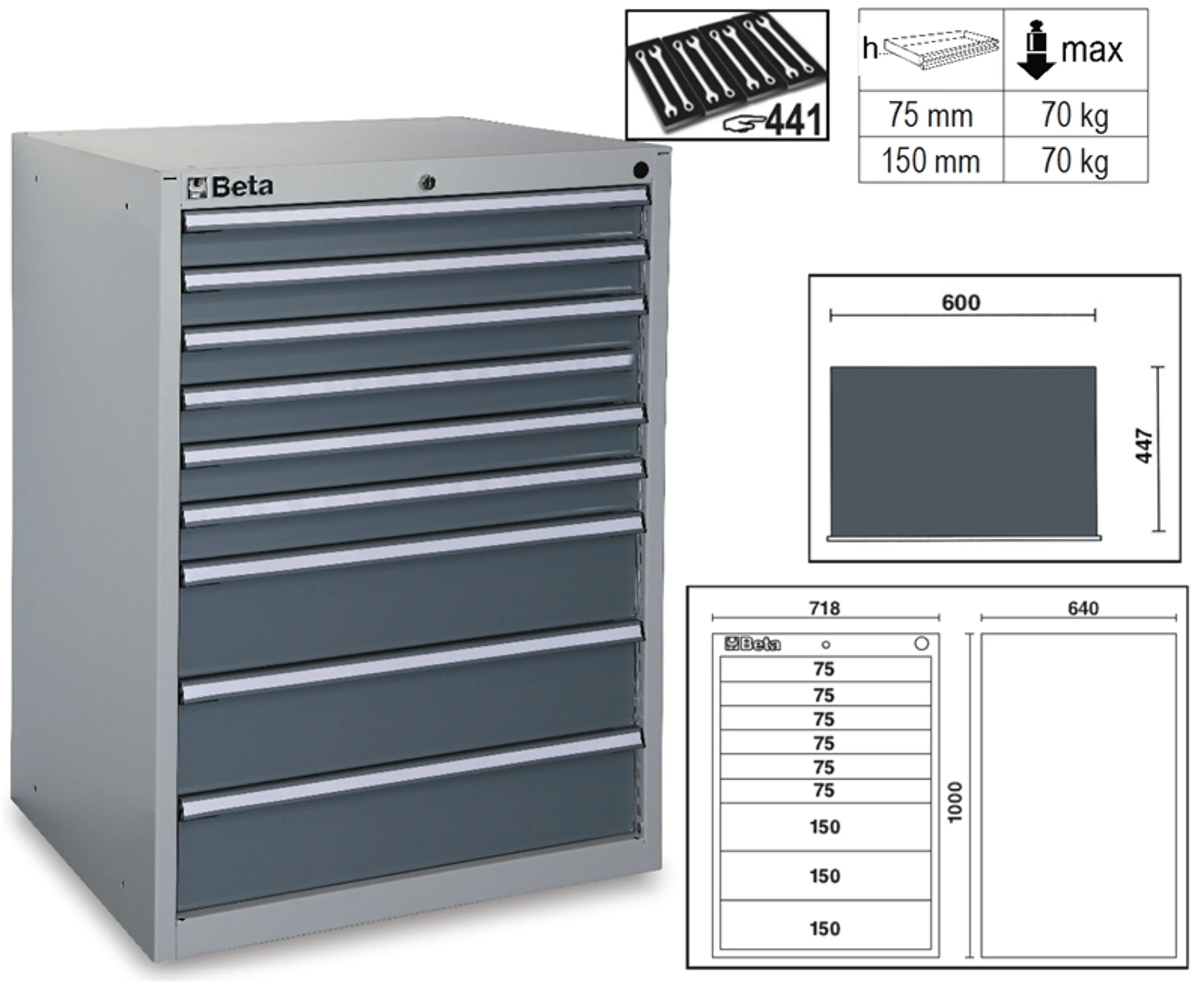 C35/9GM-CAJONERA FIJA CON 9 CAJONES