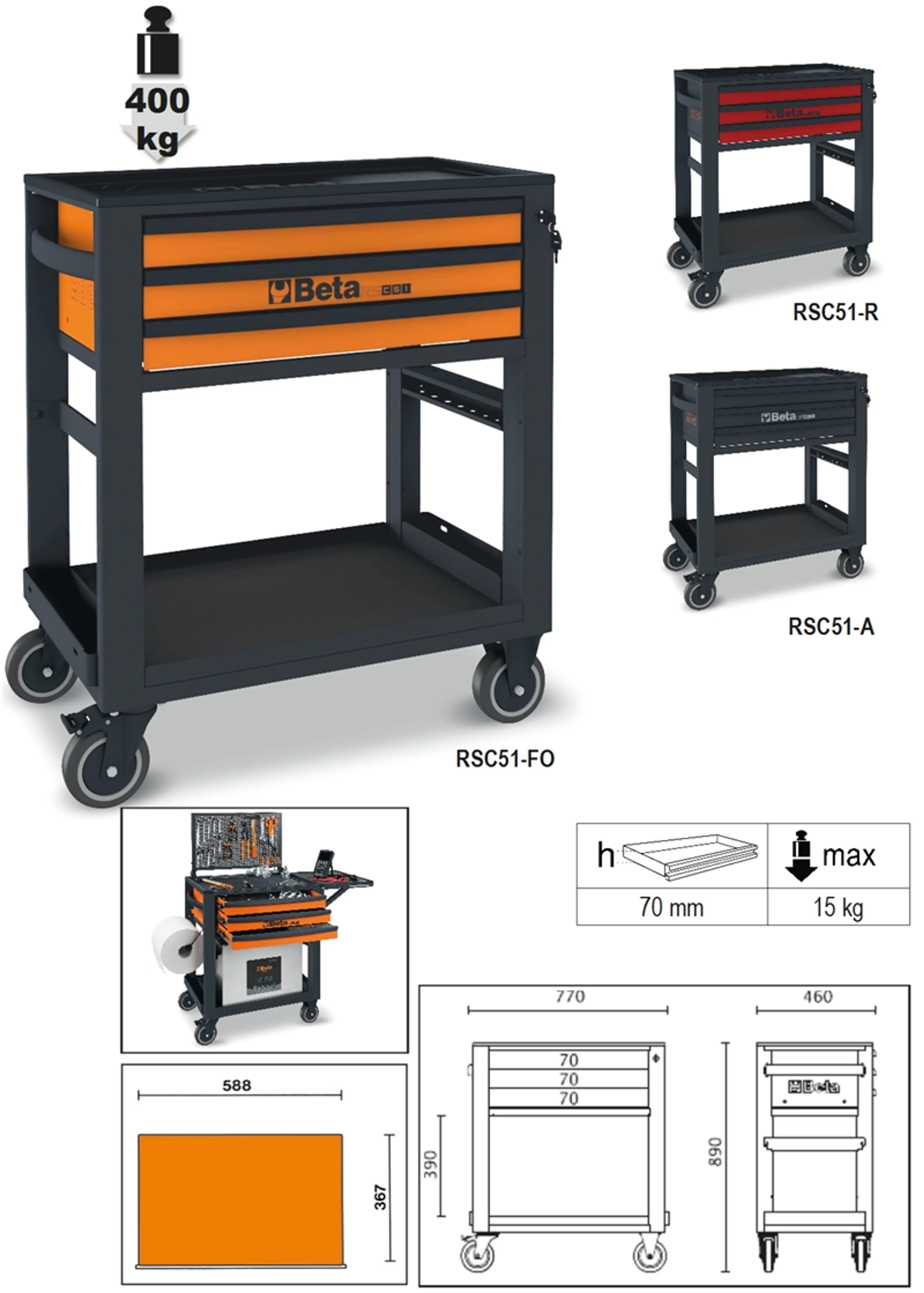 RSC51-A-CARRO AUXILIAR CON 3 CAJONE