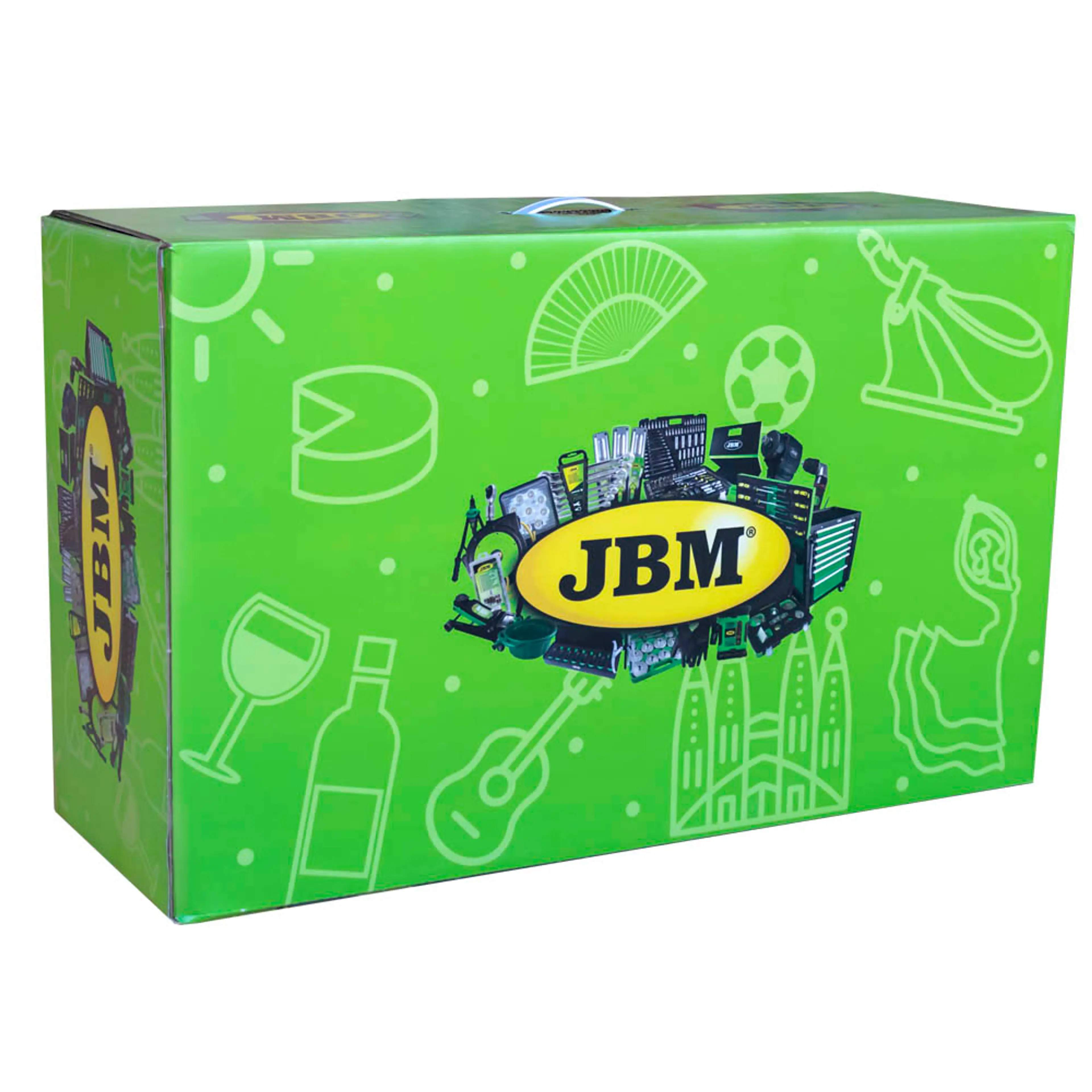 CAJA DE CARTÓN VERDE PROMO JBM 80X2