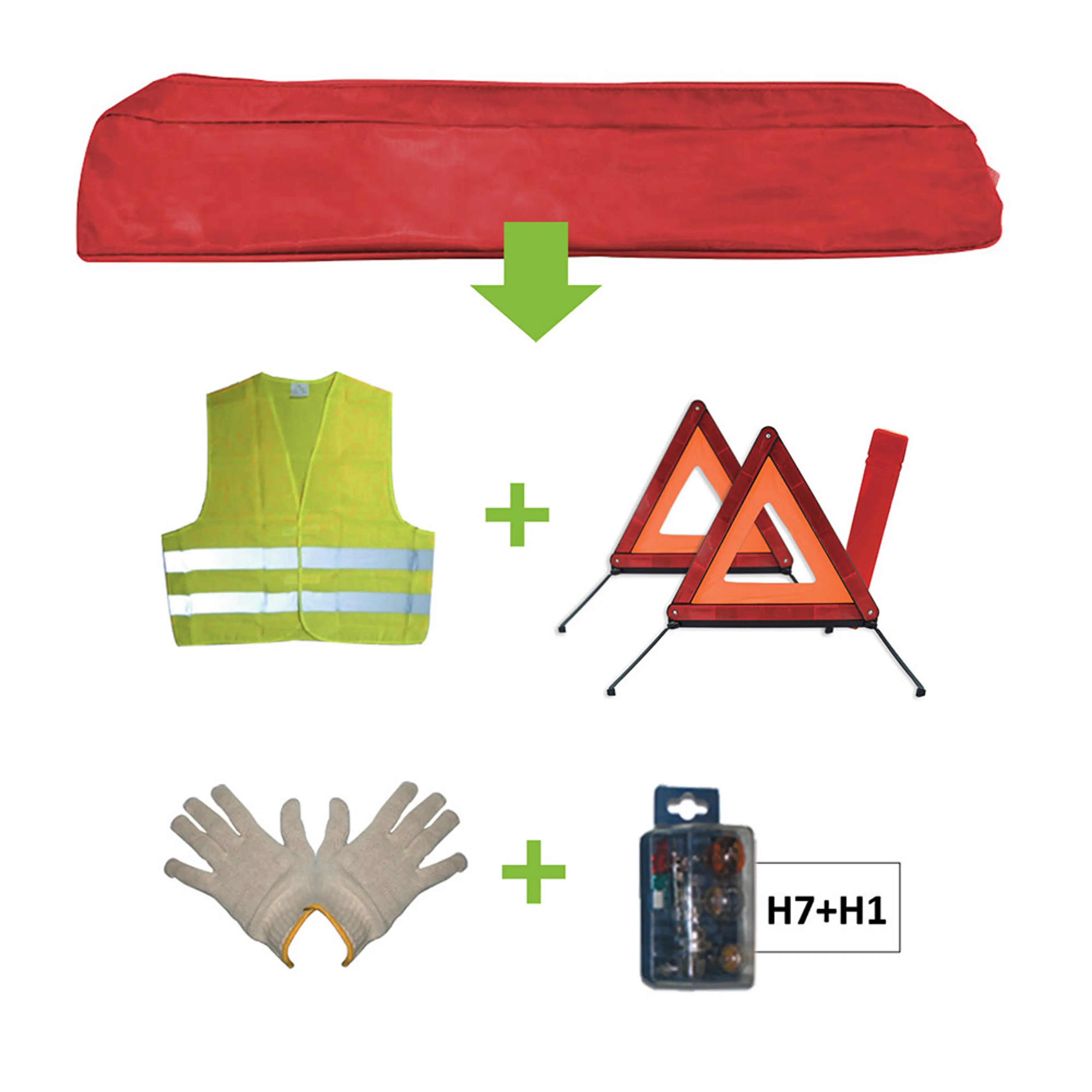 KIT EMERGENCIA BOLSA ROJA + MK H7+H